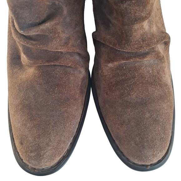 Western Slouchy Suede Cowboy Ankle Boots Born Sz 8 Brown Retro Rugged Distressed - Picture 6 of 8